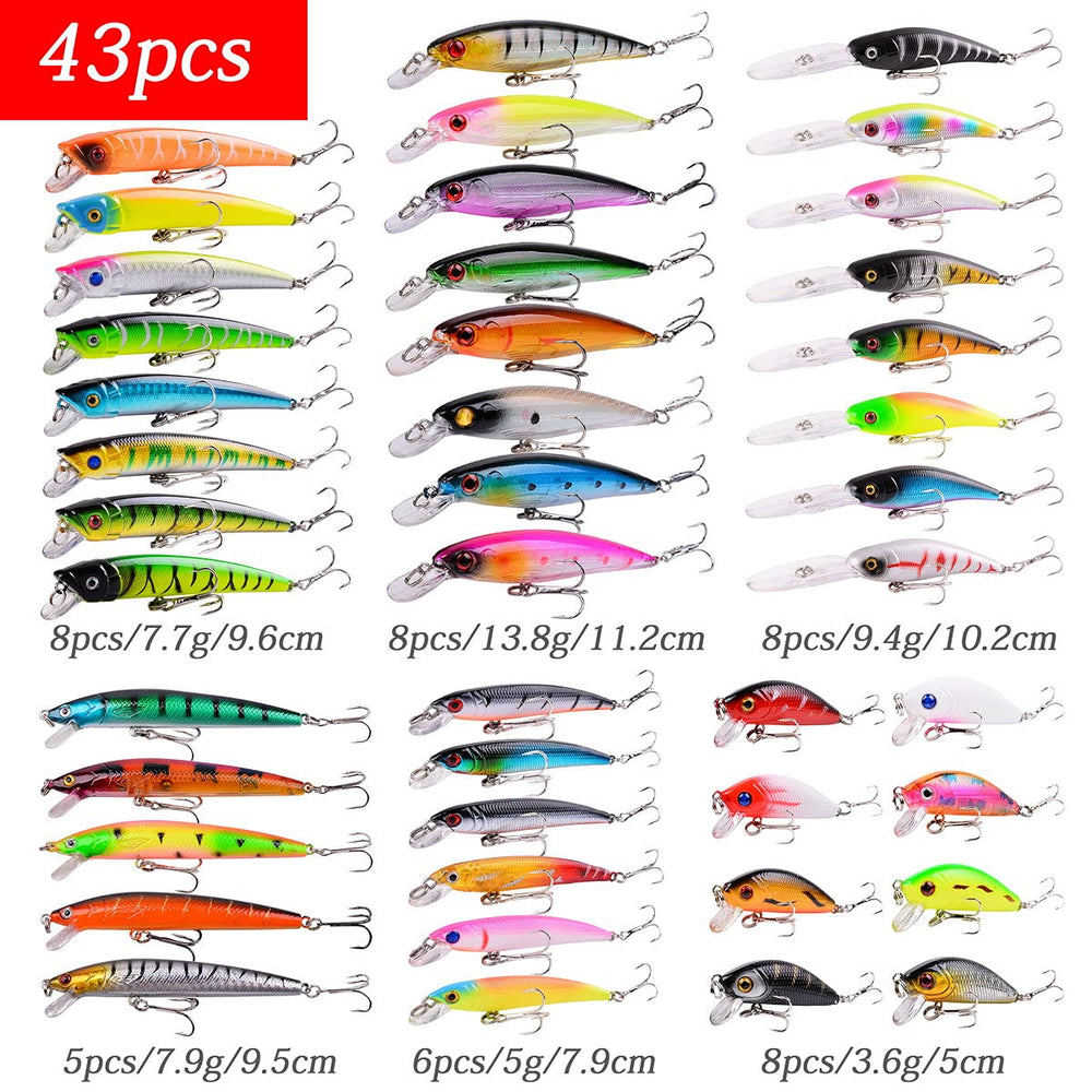 Aorace lure kit hard baits with durable plastic for saltwater and freshwater use