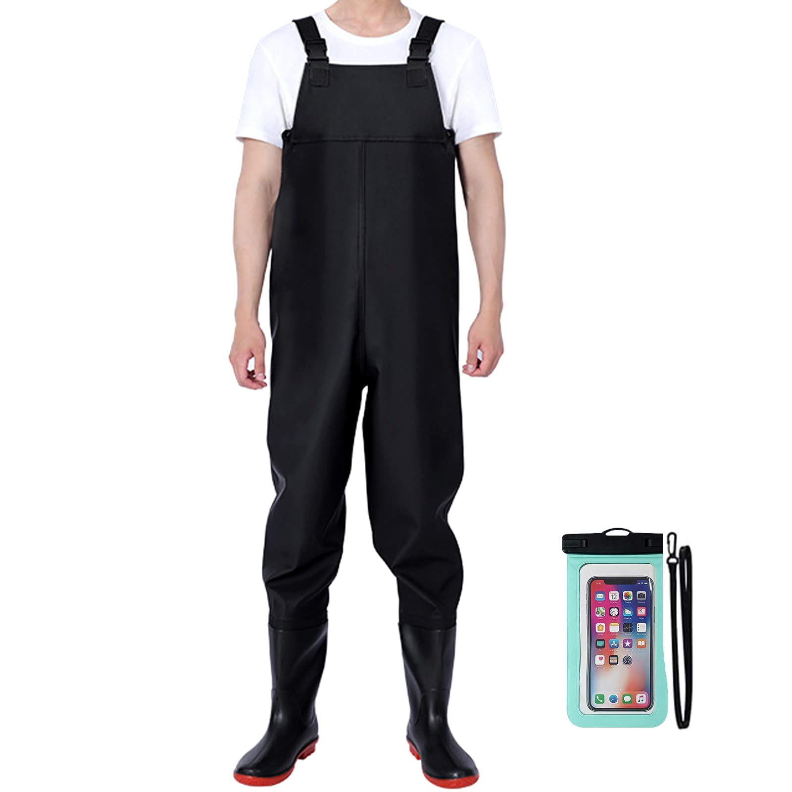 Aosethefrt men's black fishing chest waders – full product view