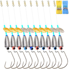 Aosethefrt Texas rig kit components spread out: weights, hooks, and eye beads
