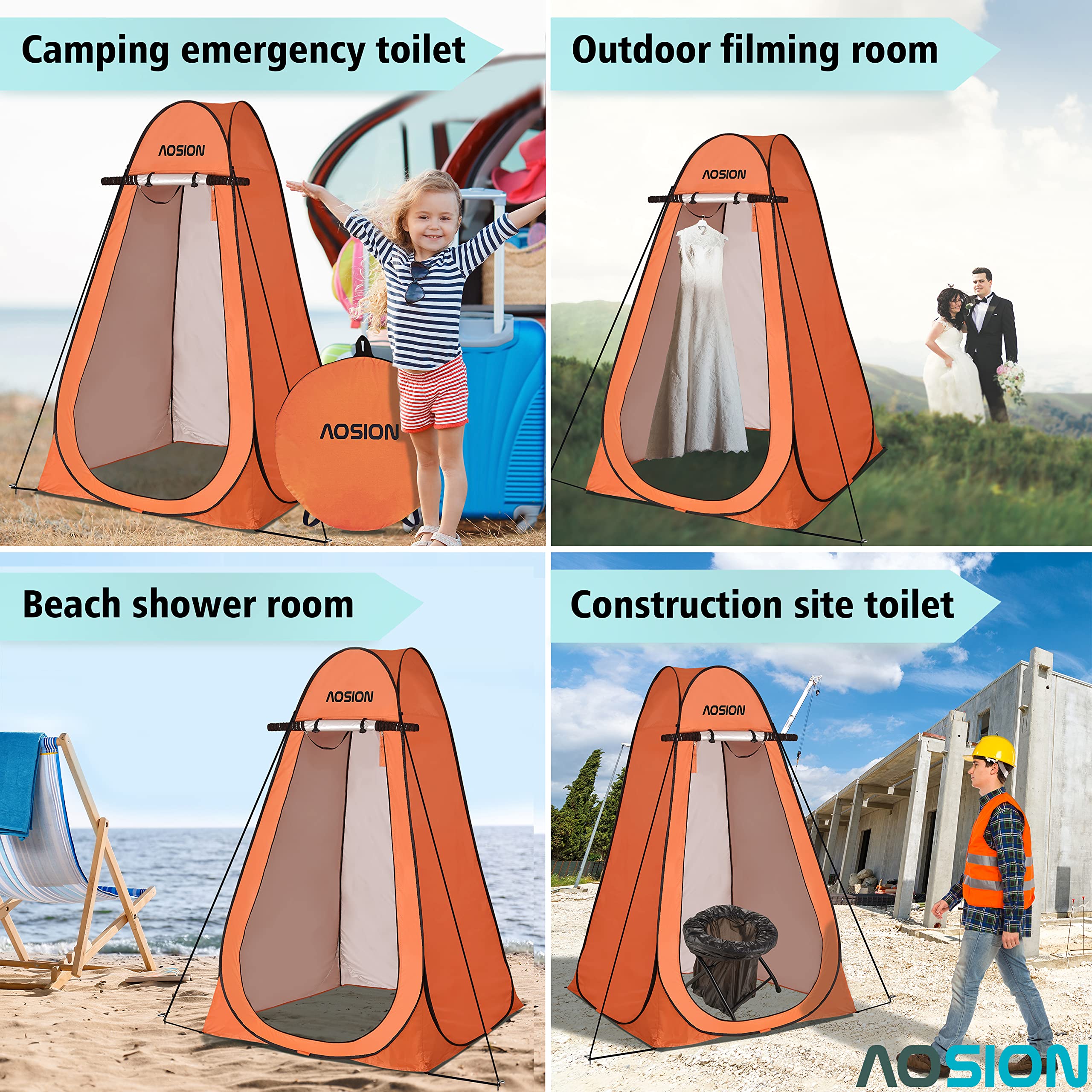 AOSION foldable tent storage shows compact carry for easy transport.