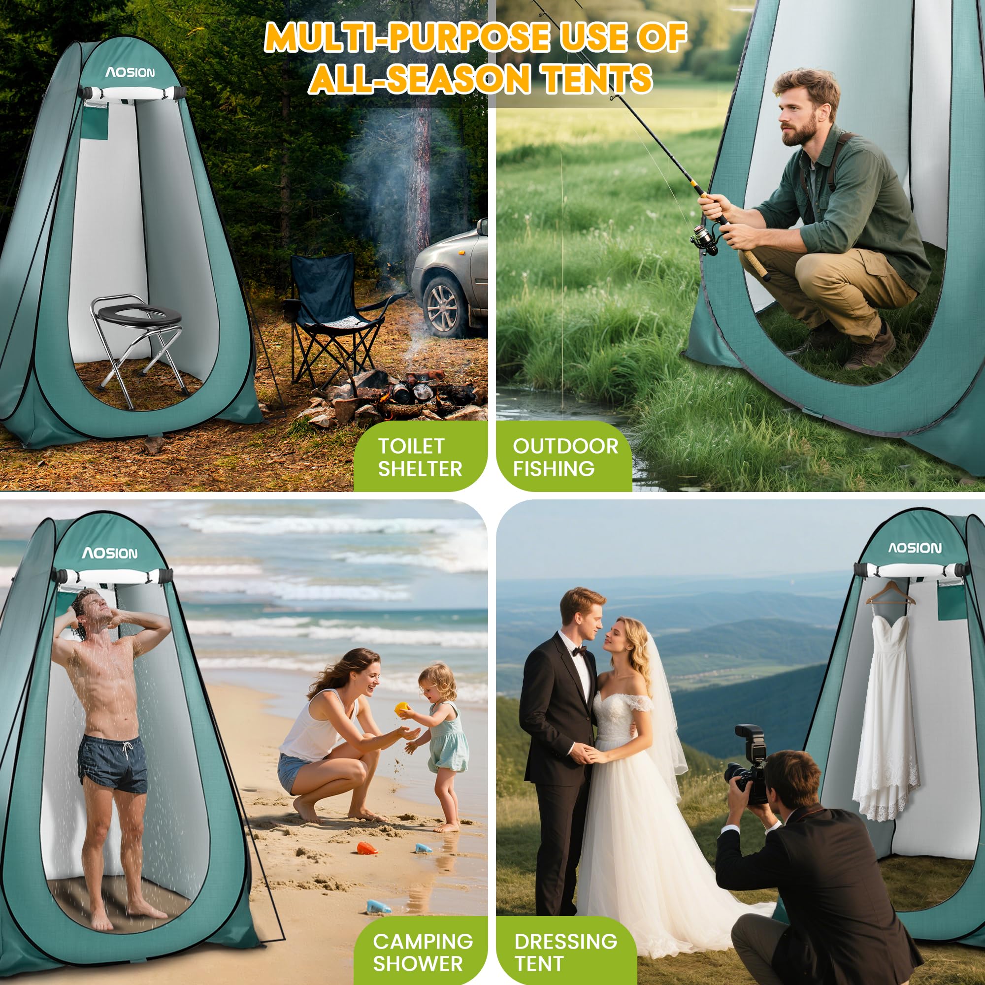 AOSION multifunction tent suits camping, beach, and hiking for shade and privacy.