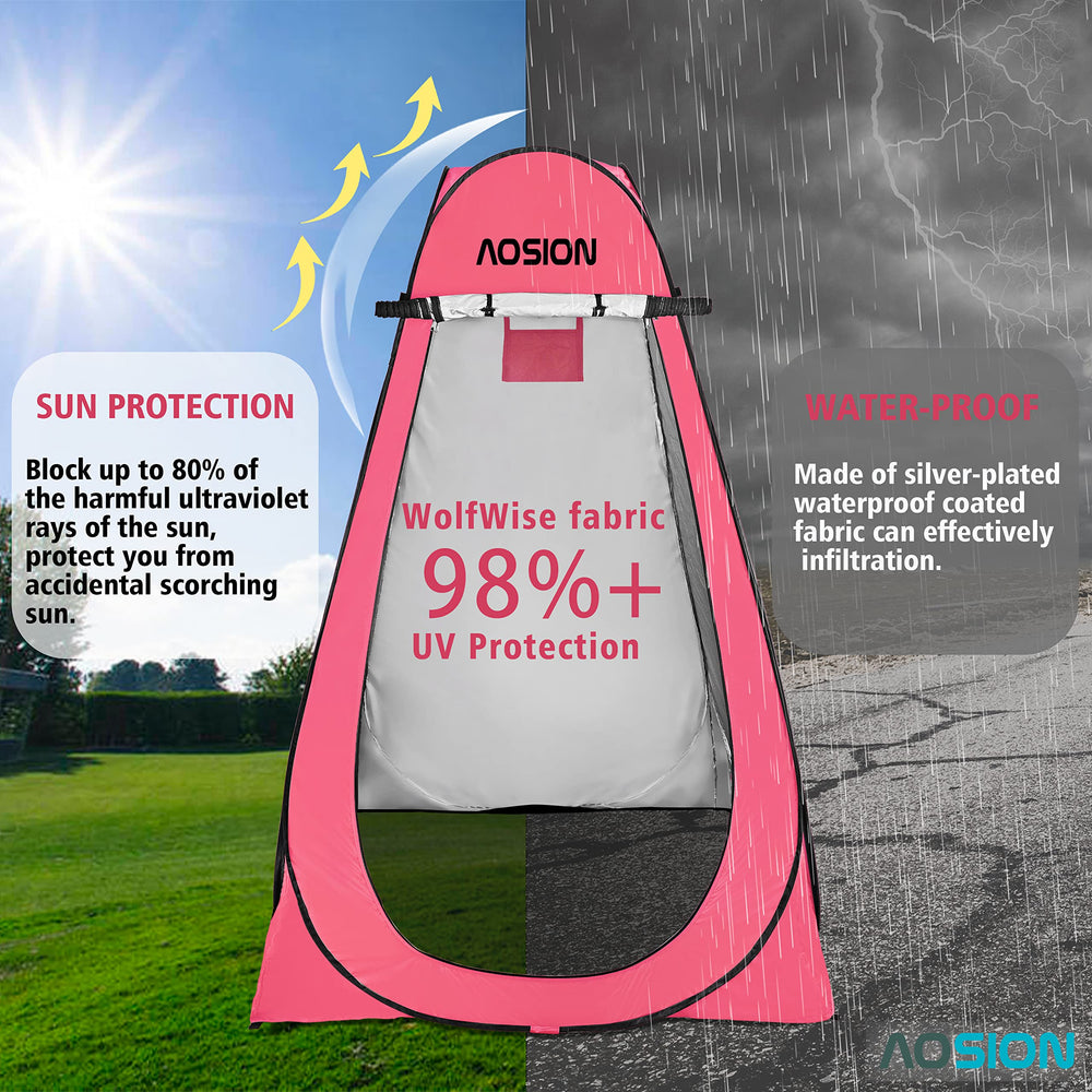 AOSION privacy shower tent interior tall height accommodates different heights comfortably.