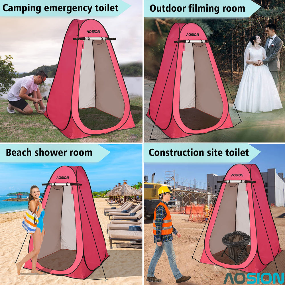 AOSION privacy shower tent versatile uses for camping, beach, hiking, and emergencies.