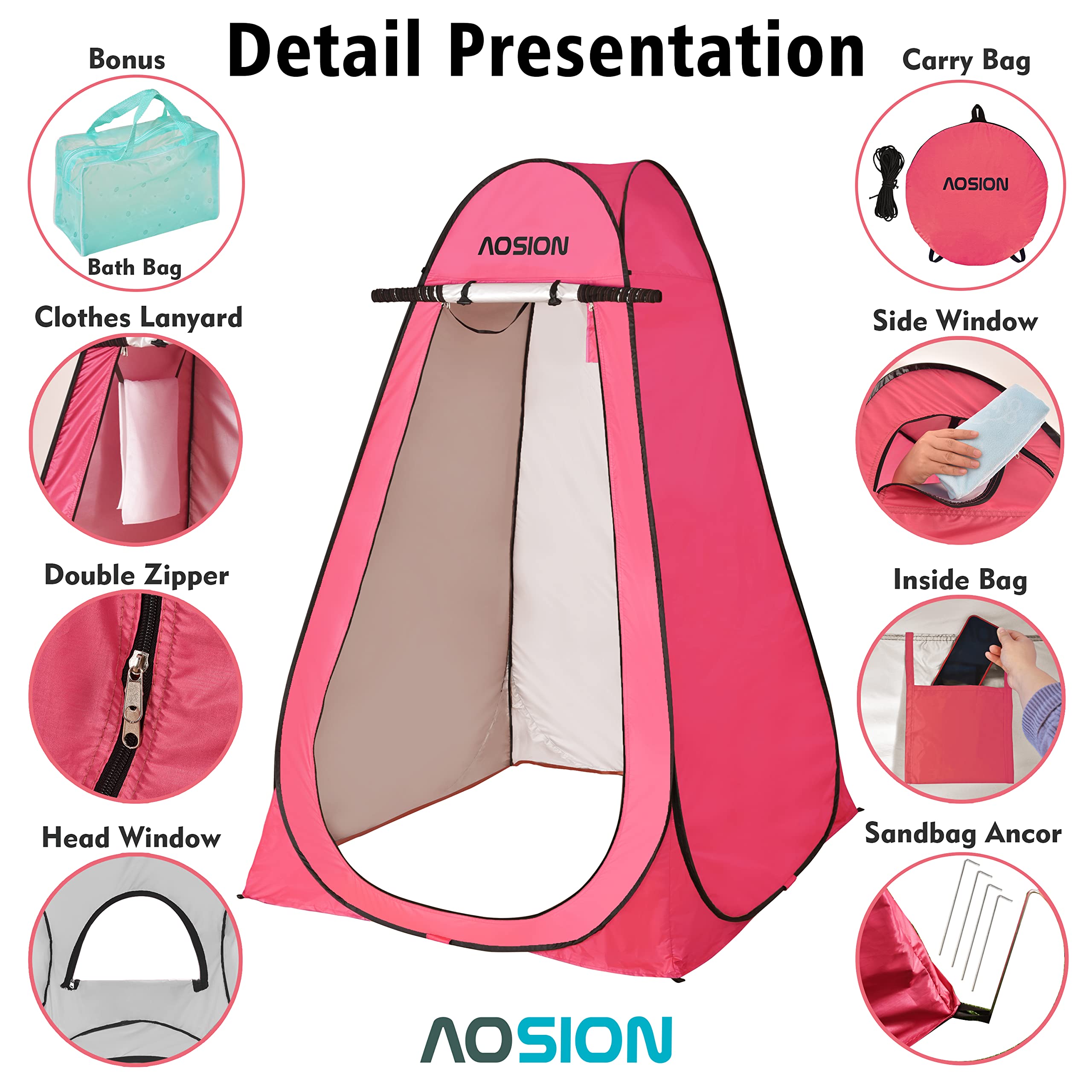 AOSION tent UPF 80 and waterproof coating protects against sun and rain.