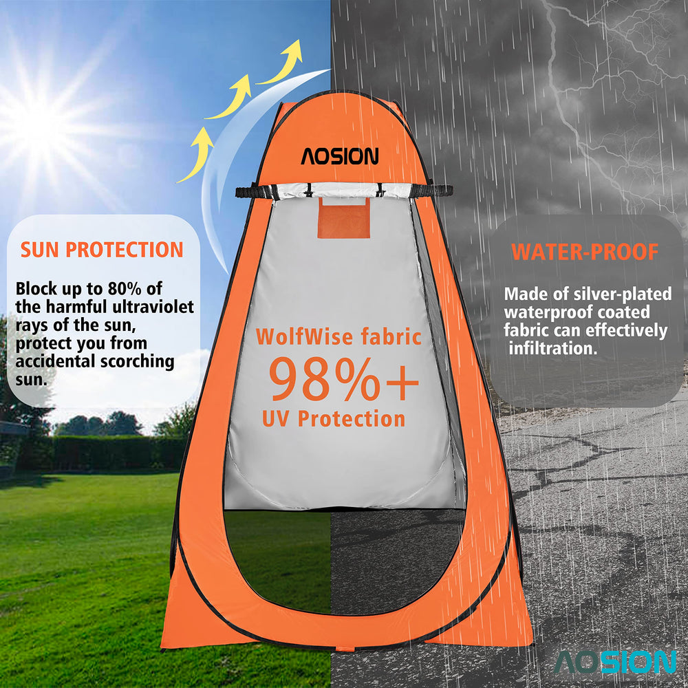 AOSION tent silver-plated waterproof fabric highlights durability and rain-ready use.