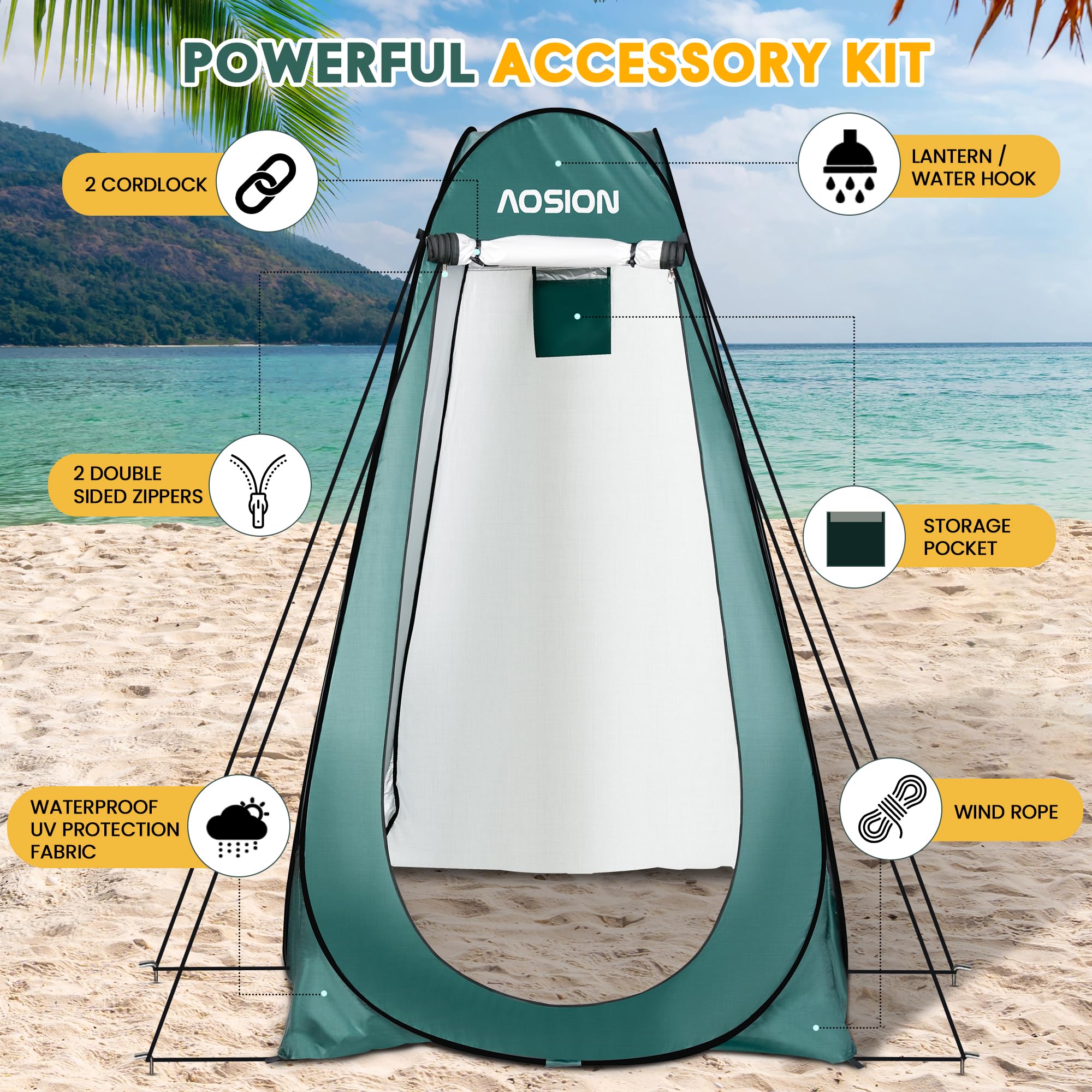 AOSION durable steel frame provides sturdy support in windy outdoor settings.