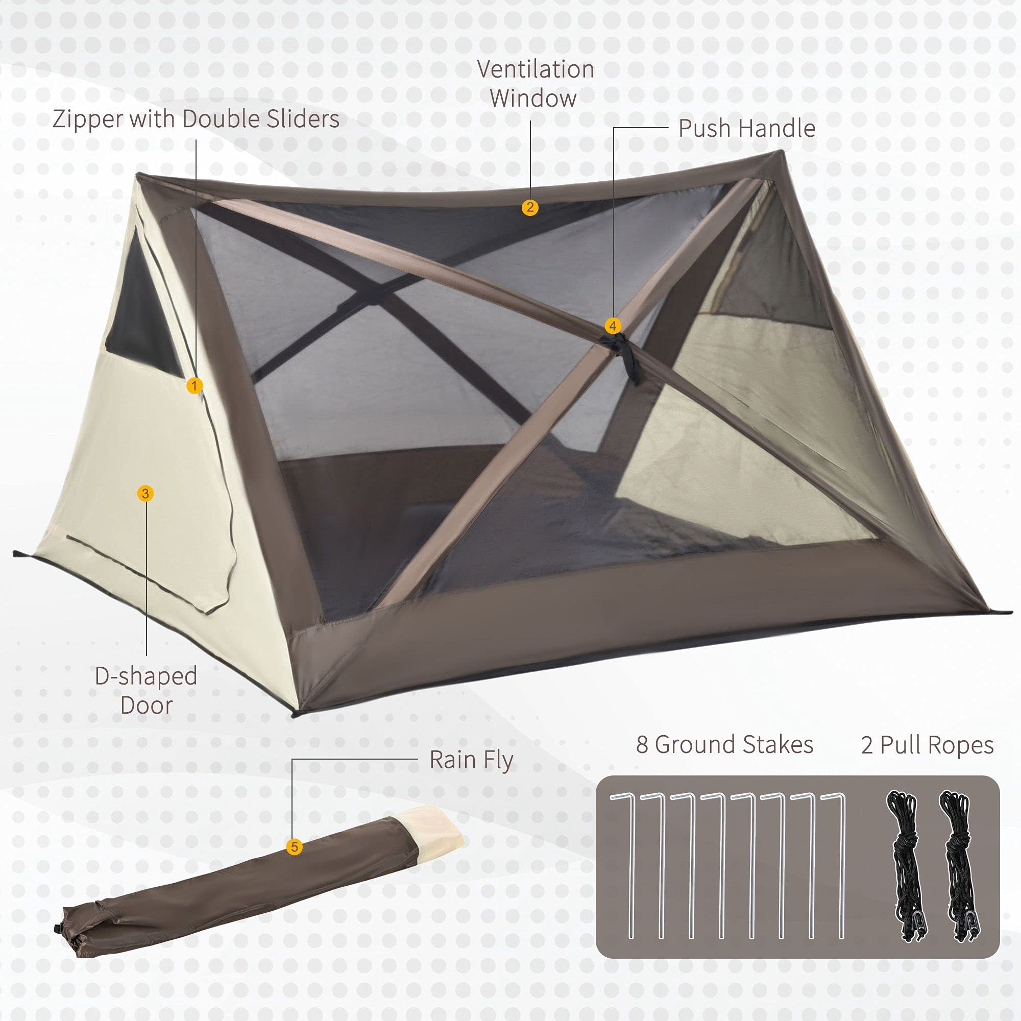 Weatherproof Outsunny tent with rainfly and vents for comfortable camping