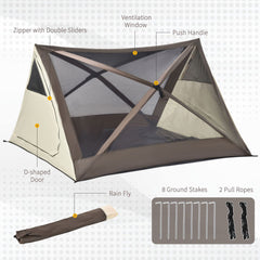 Weatherproof Outsunny tent with rainfly and vents for comfortable camping
