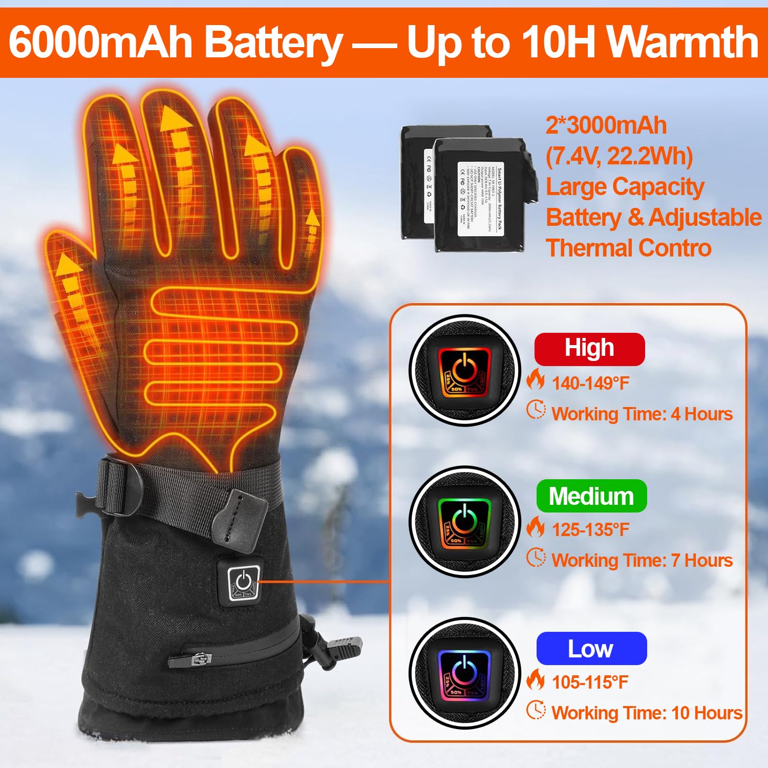 Aotomee heated gloves deliver 10 second rapid heat to fingertips.
