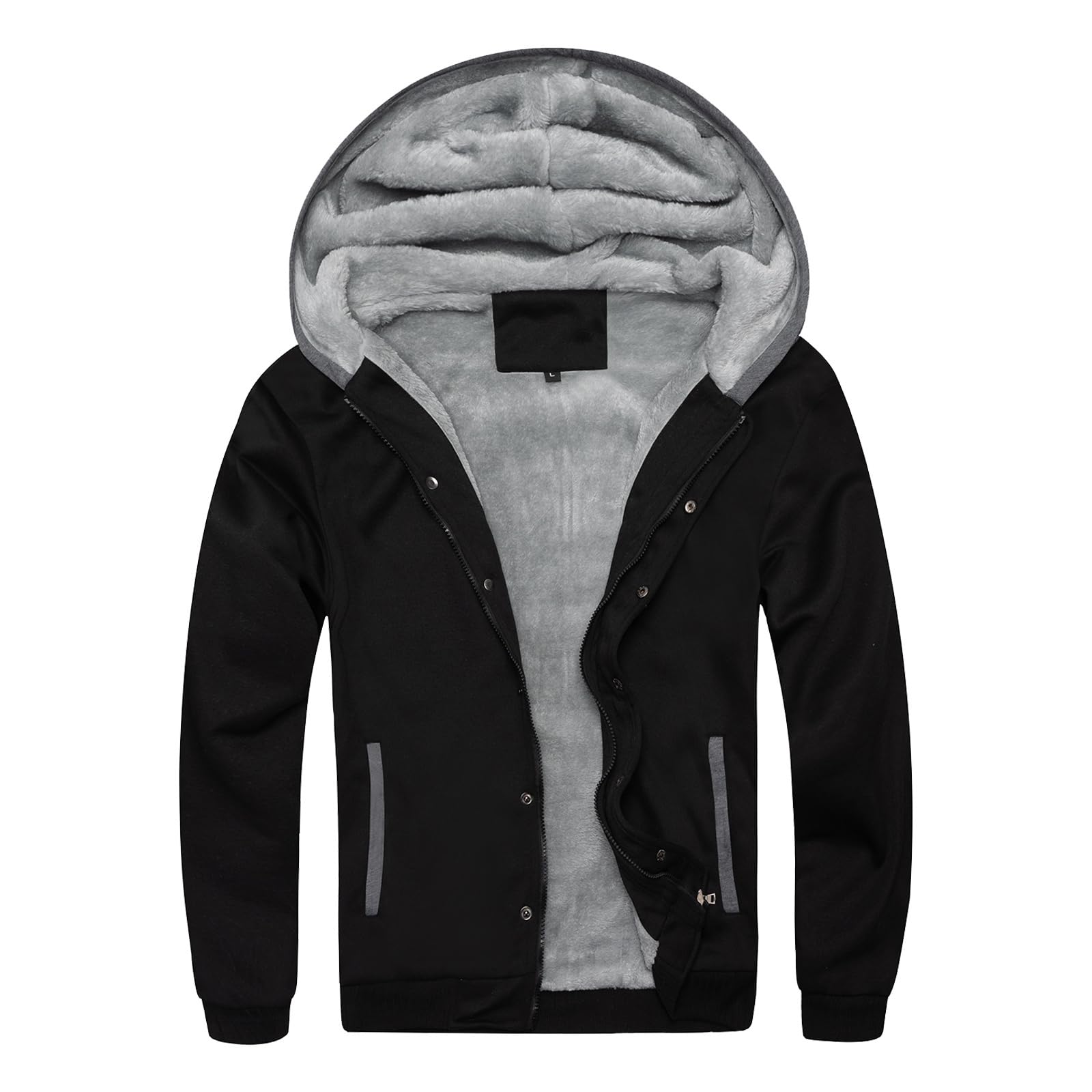 AOTORR men's fleece-lined hoodie front view shows warm outerwear for cold commutes.