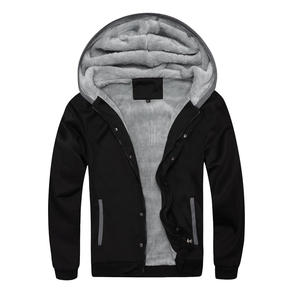 AOTORR men's fleece-lined hoodie front view shows warm outerwear for cold commutes.