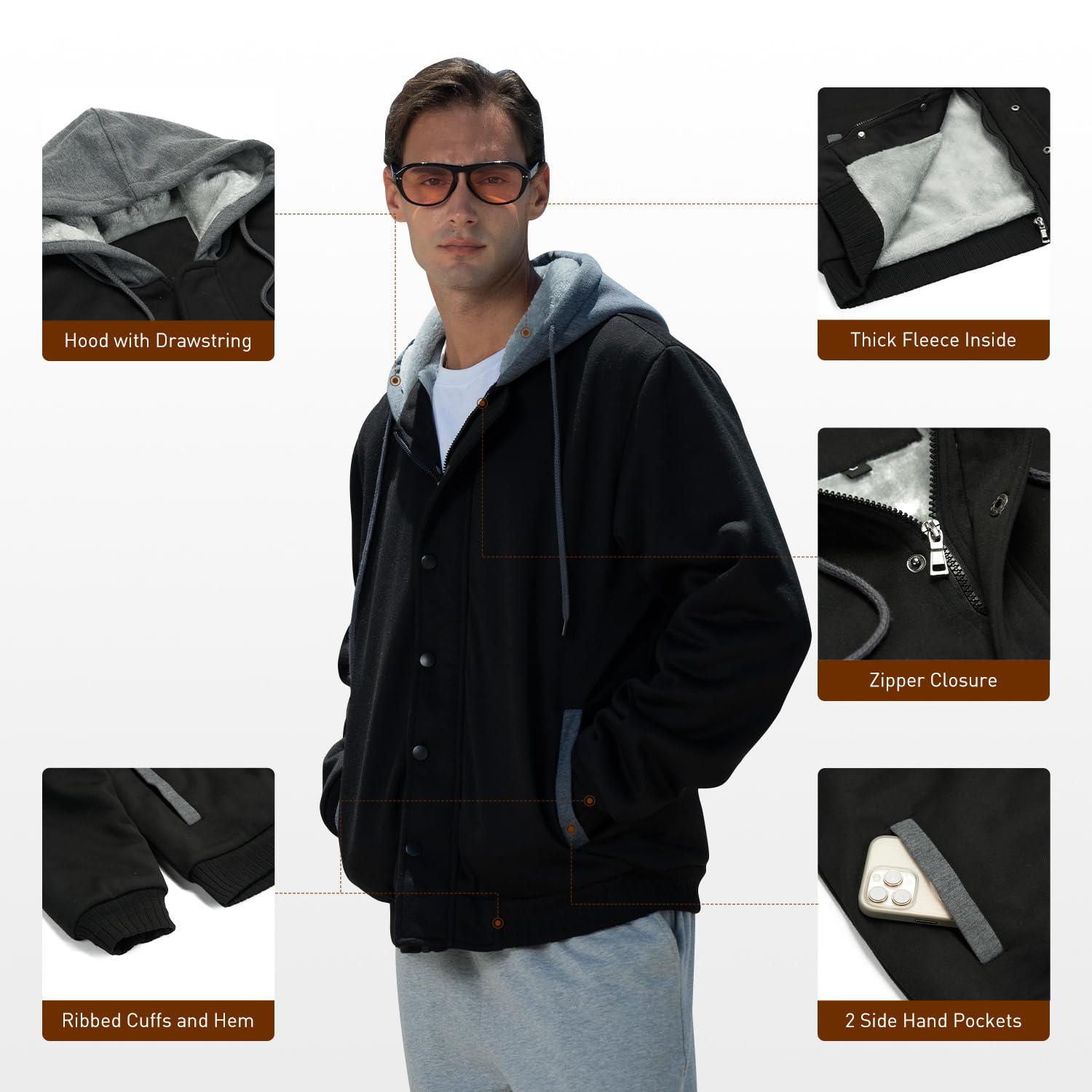 AOTORR men's winter-ready jacket on model showcases versatile casual wear.