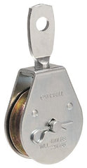 Apex Campbell T7550301 swivel eye pulley enables smooth overhead rope routing for durable installations.