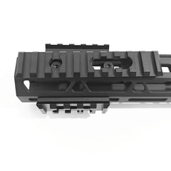 APLUSGEAR slotted Picatinny 10-slot section close-up for modular setups.