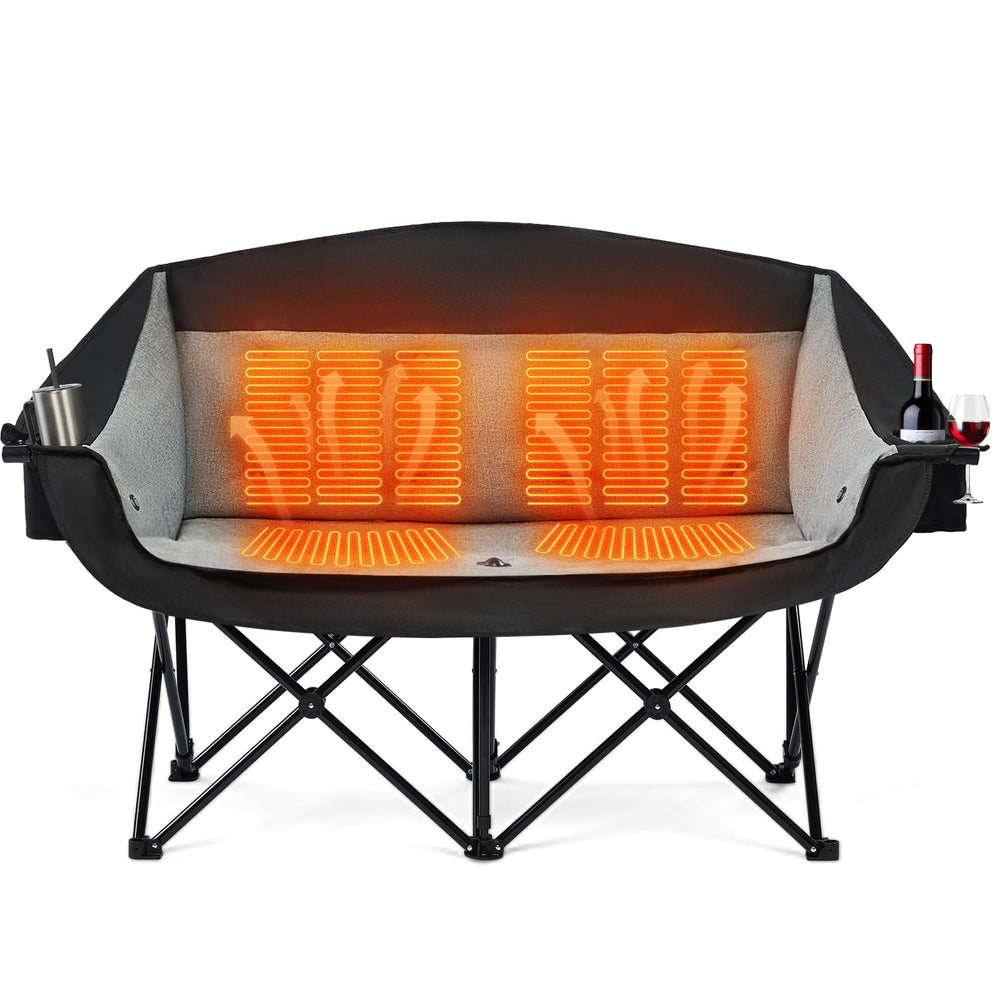 Apollo Walker heated double camping chair front view for two-person outdoor comfort