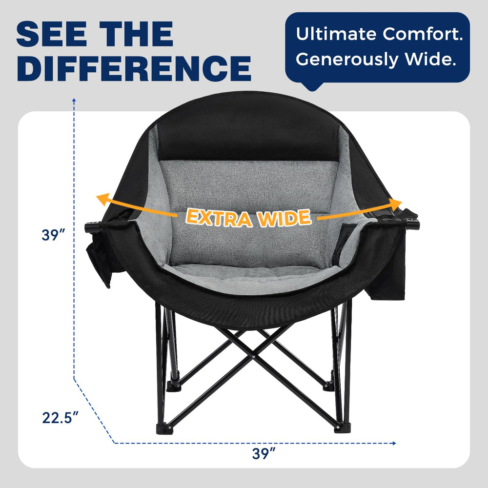 Apollo Walker oversized camping chair with cooler bag keeps beverages chilled outdoors.