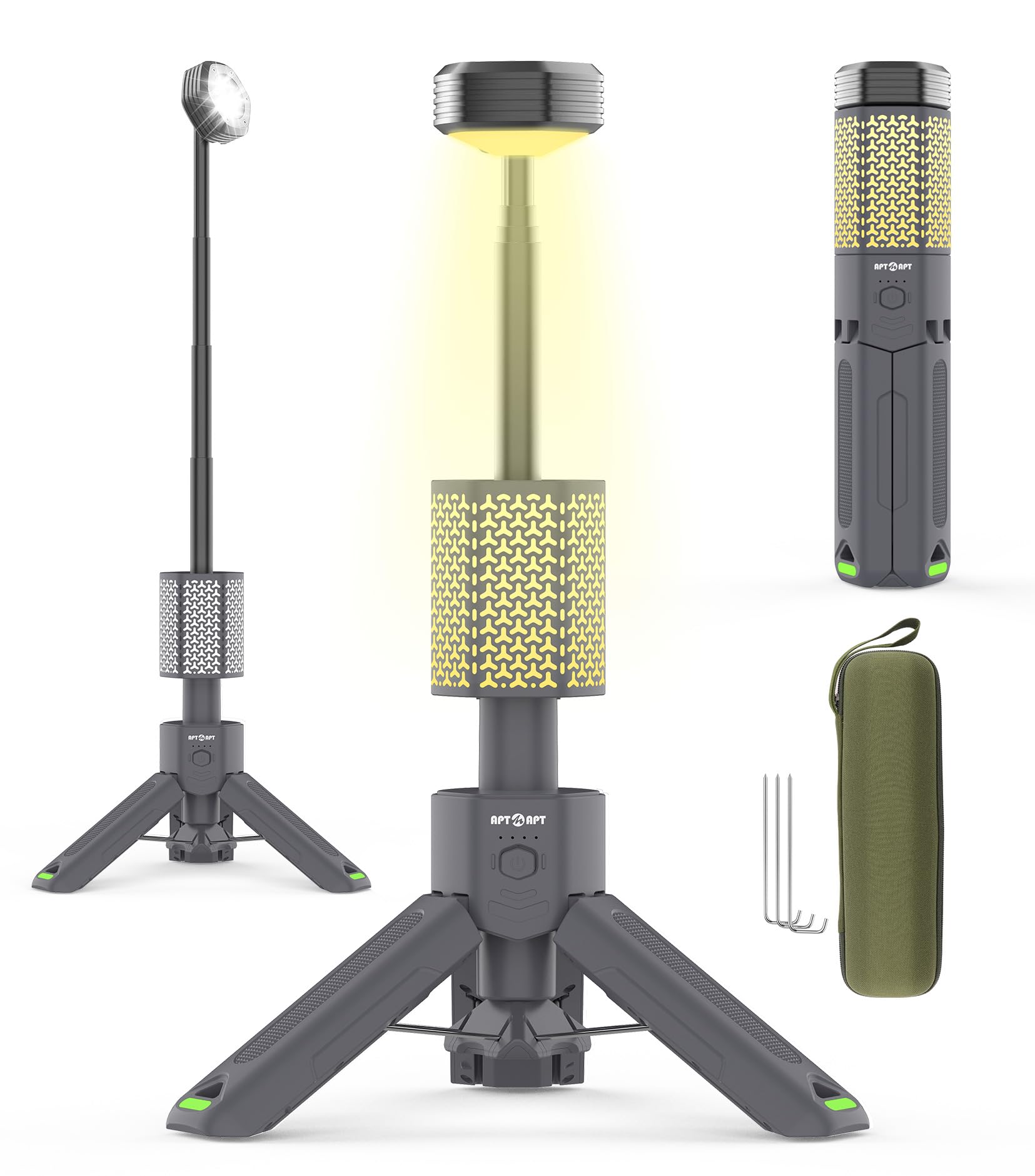 APTMAPT telescopic camping light extended head for precise campsite illumination.