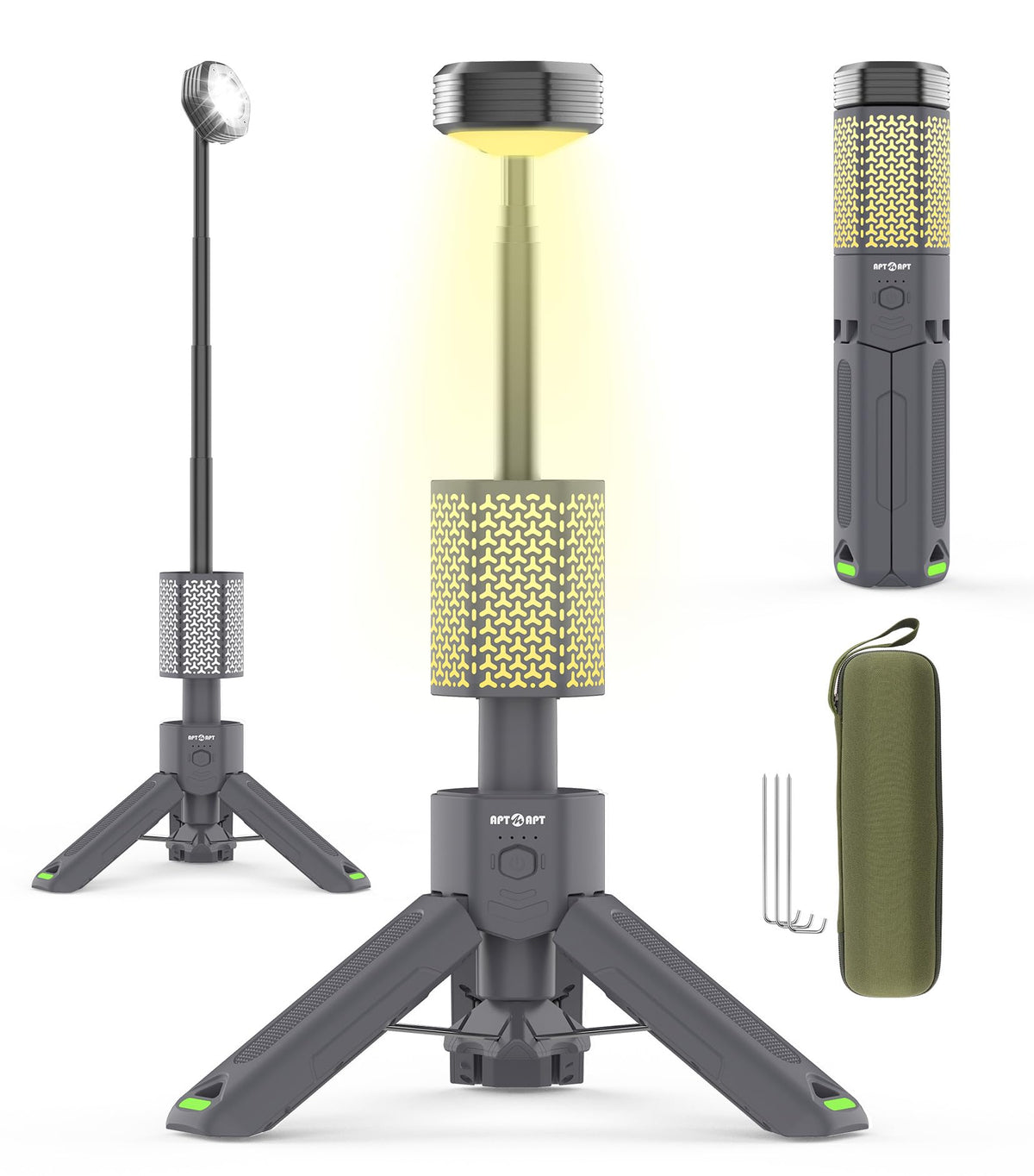 APTMAPT telescopic camping light extended head for precise campsite illumination.