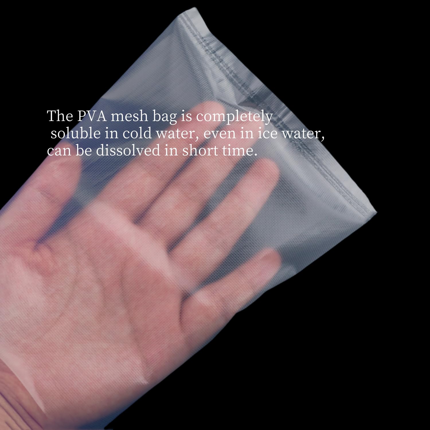 Pack of 100 PVA water-soluble bags for solid baits