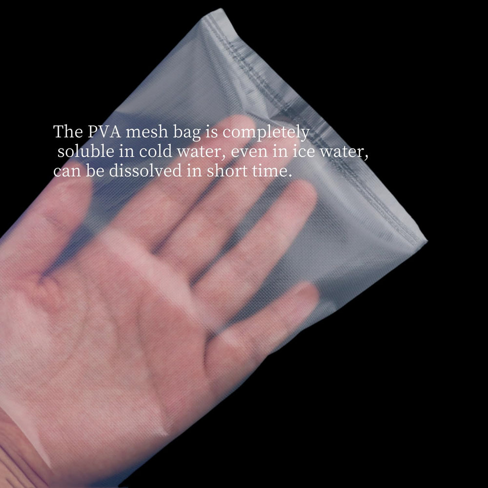Pack of 100 PVA water-soluble bags for solid baits