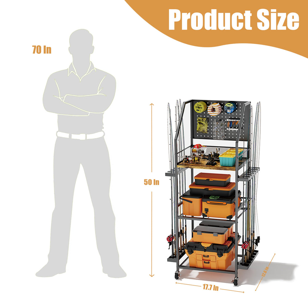 AQNTQCN fishing rod holders with wheels enabling easy mobility