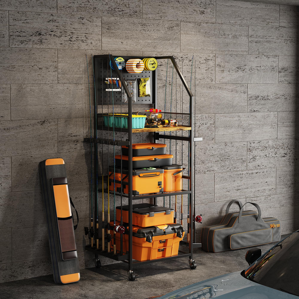 AQNTQCN fishing rod rack side angle highlighting sturdy support