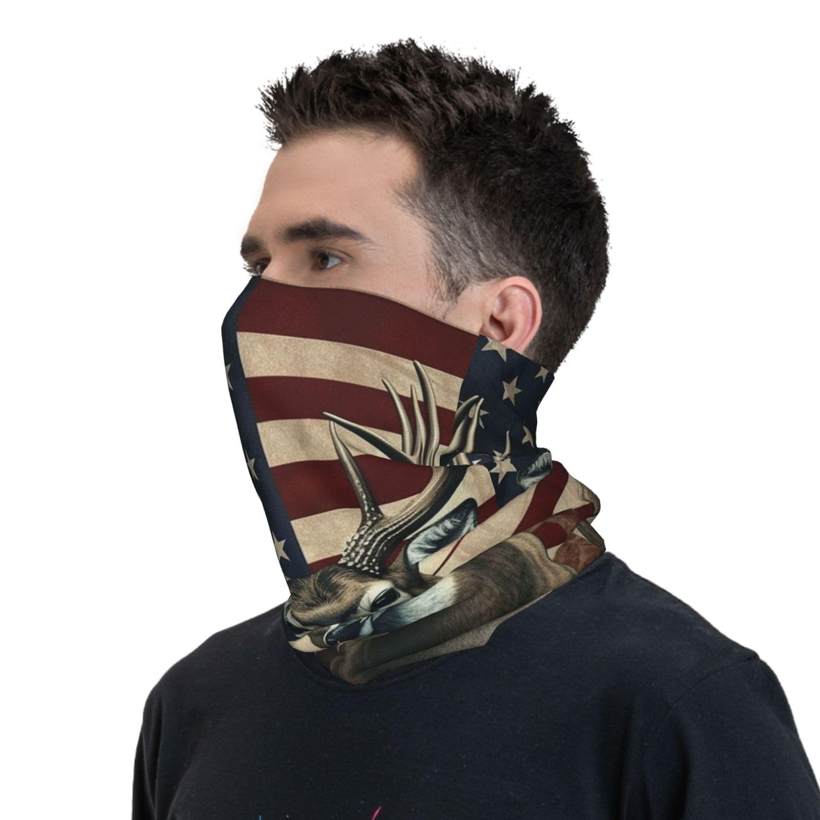 AQRJKHD Americana Flag Deer one-size-fits-most neck covering for adults.