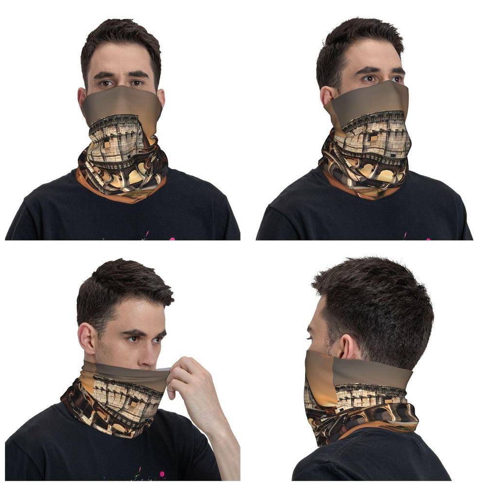 AQRJKHD Ancient Colosseum face cover during hiking provides sun and wind protection.