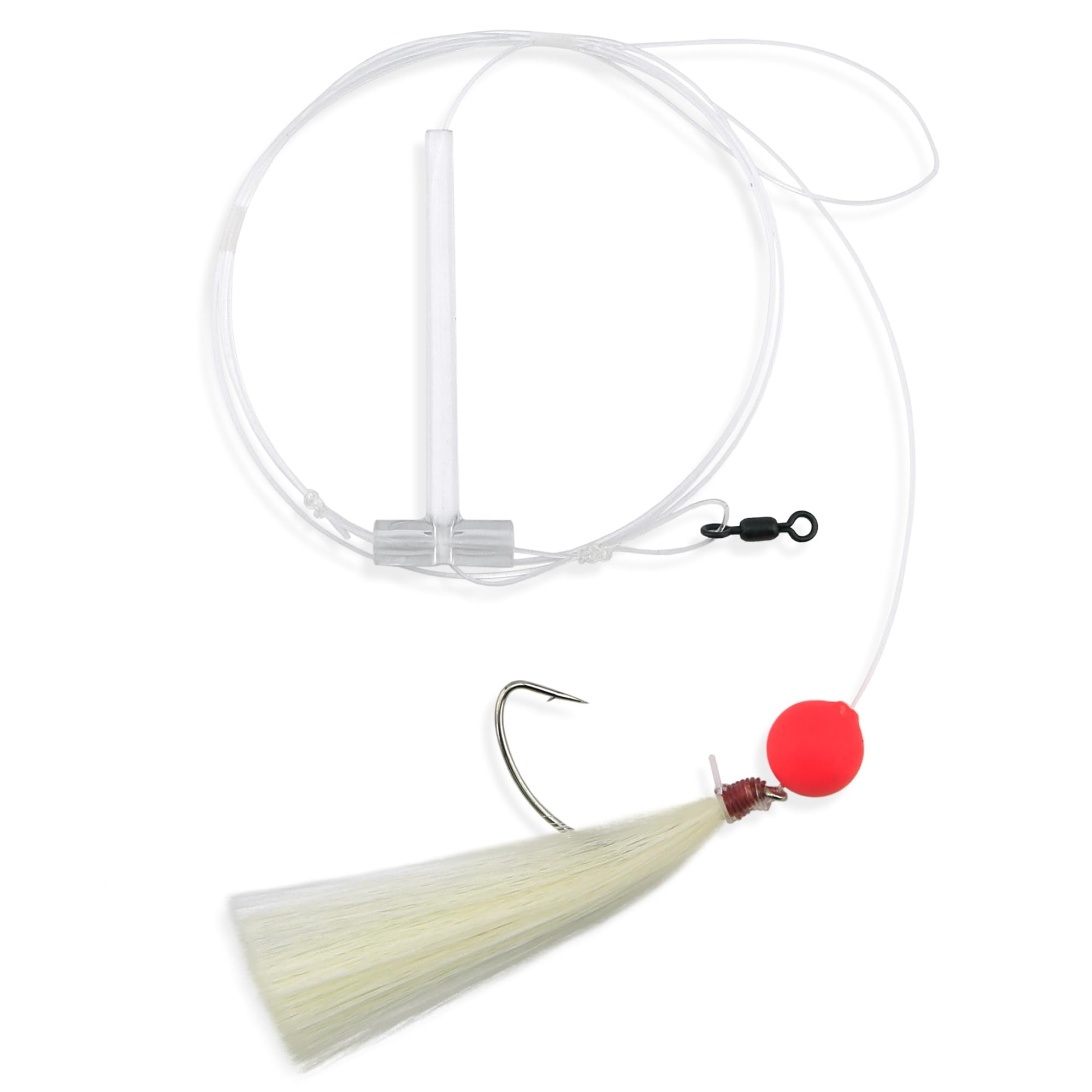 Aqua-Clear rig featuring a 2/0 nickel wide-gap hook and AFW swivel for sturdy saltwater setups.