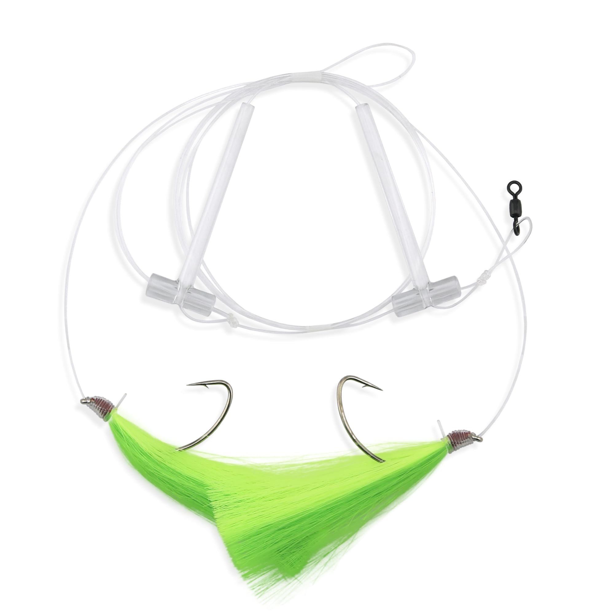 Aqua-Clear rig features nickel-widegap hook and AFW swivel for reliable performance and easy tackle changes.