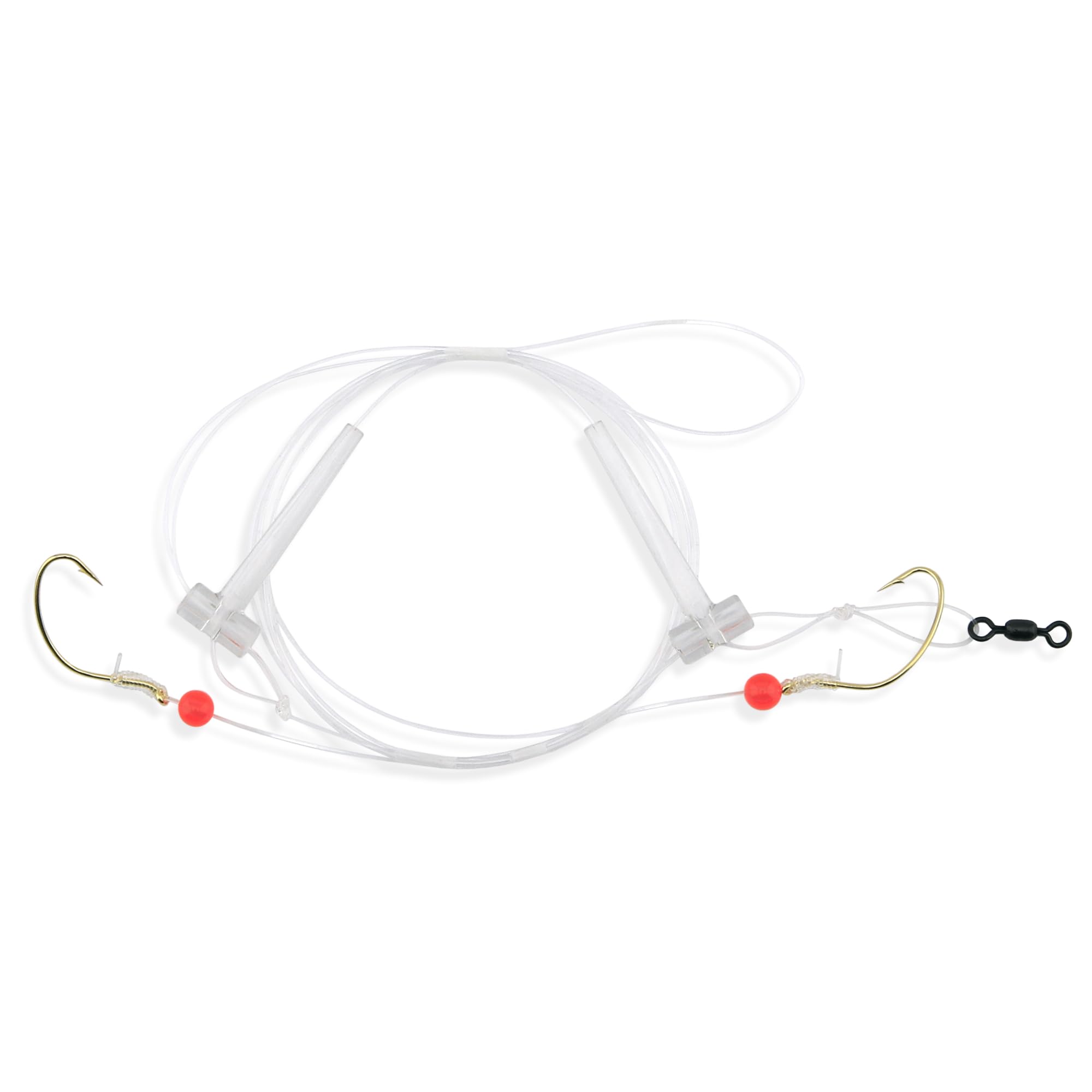 Aqua-Clear 40 lb GS mono with T-standoff and red beads for strong, stable rigs