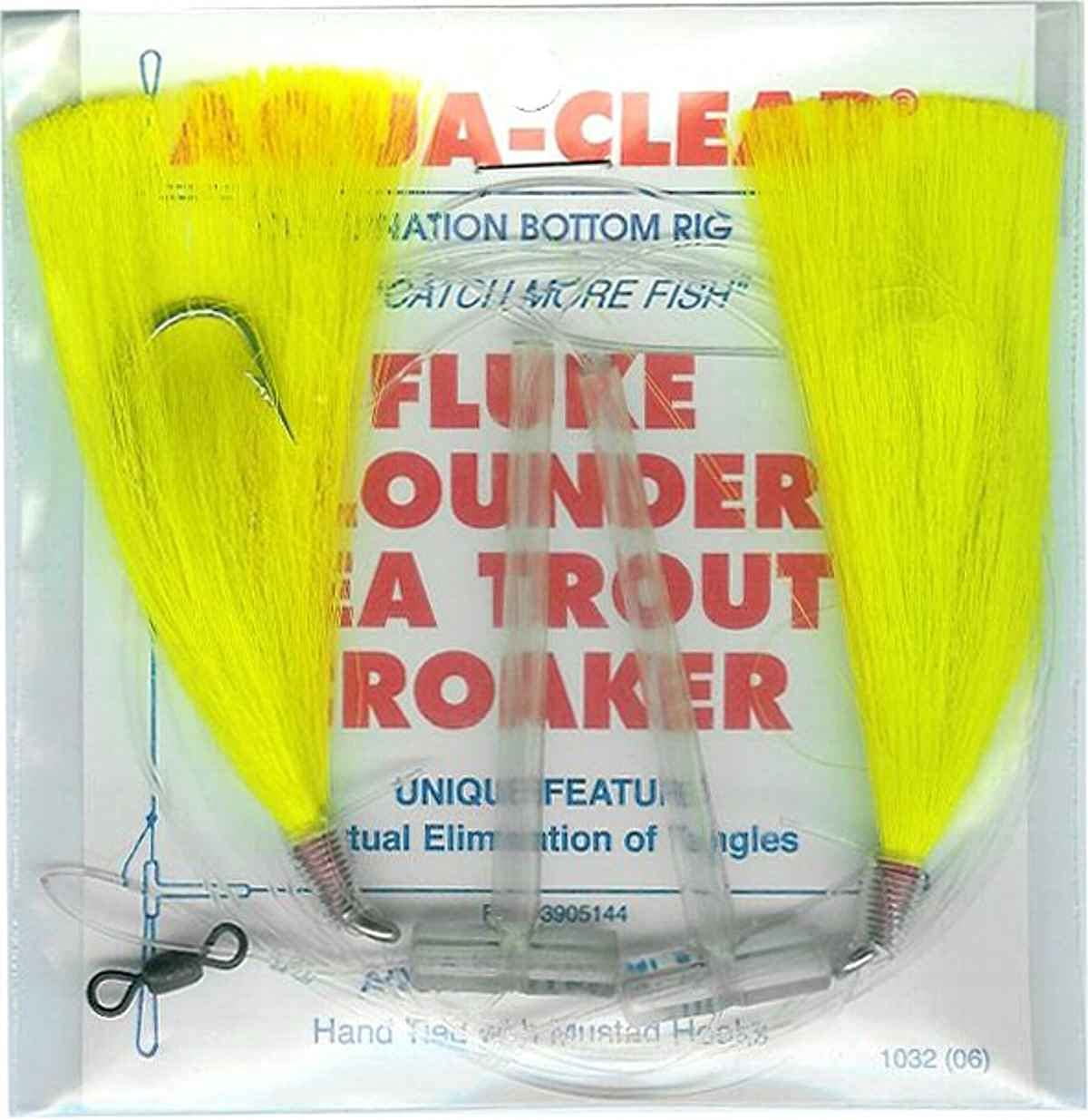 Aqua Clear FW-1EC bottom rig in white, ready for bottom fishing for fluke and sea trout