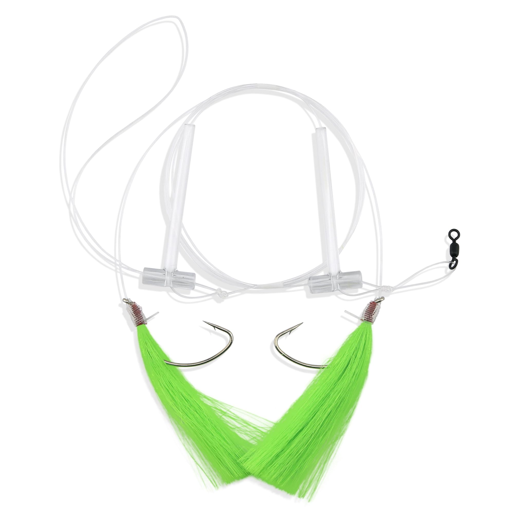 Aqua Clear FW-1EGSS rig shows clear stand-off for tangle-free casting on surf and boat