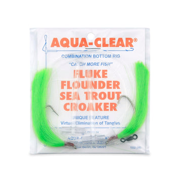 Aqua Clear FW-1EGSS Hi/Lo Fluke Rig with green hair for versatile saltwater fishing