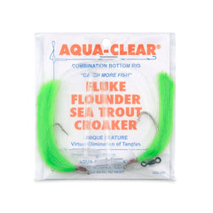 Aqua Clear FW-1EGSS Hi/Lo Fluke Rig with green hair for versatile saltwater fishing