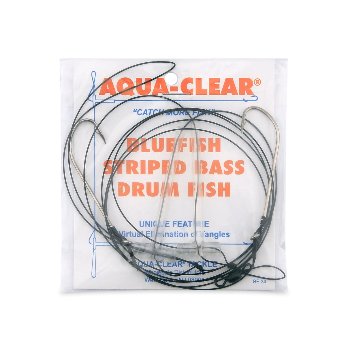 Aqua-Clear Hi-Lo Bluefish Wire Rig with 3/0 Nickel Hooks