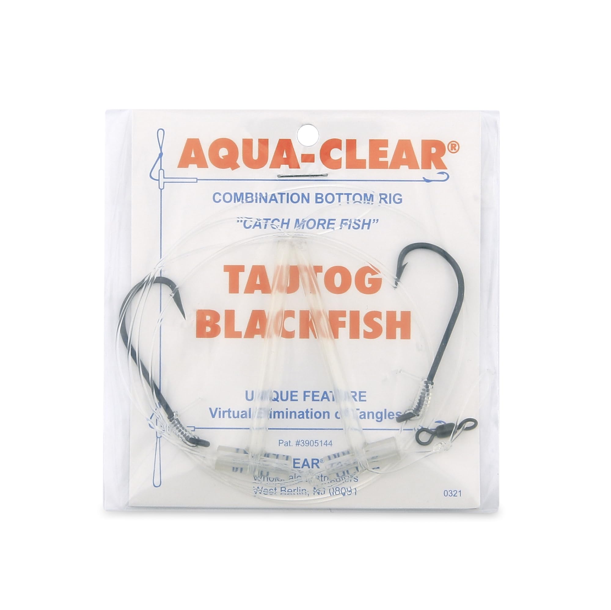 Aqua-Clear Hi-Lo Combo Rig for tautog, blackfish, and sheepshead with Size 3 Virginia hook and 8 inch leads