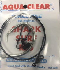 Close-up of Aqua Clear SH-11C Shark Surf Rig Lure showing 100-pound double crimped leads