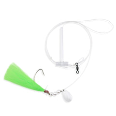 Aqua-Clear XL Spinner Rig with green hair pearls, boosts lure visibility and attract strikes.
