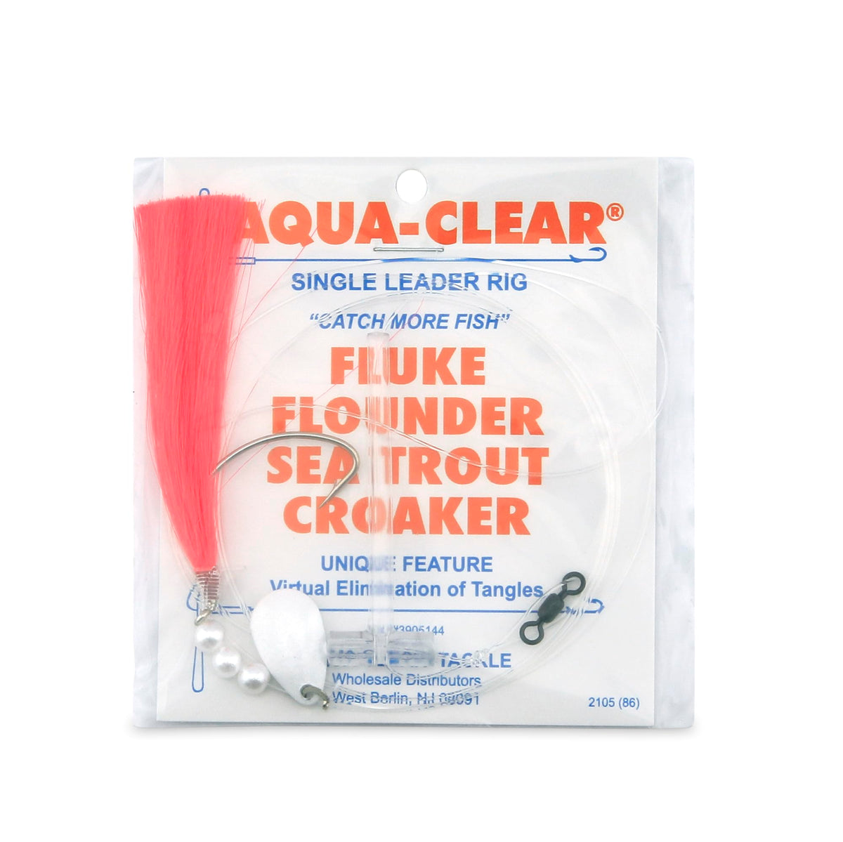 Aqua-Clear XL Spinner Rig with pink hair pearls ready for flounder fishing.