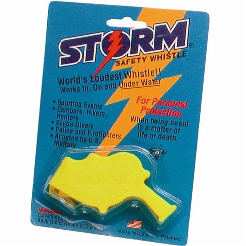 Aqua Storm Whistle yellow delivers 120 dB signaling on land and underwater for quick alerts.