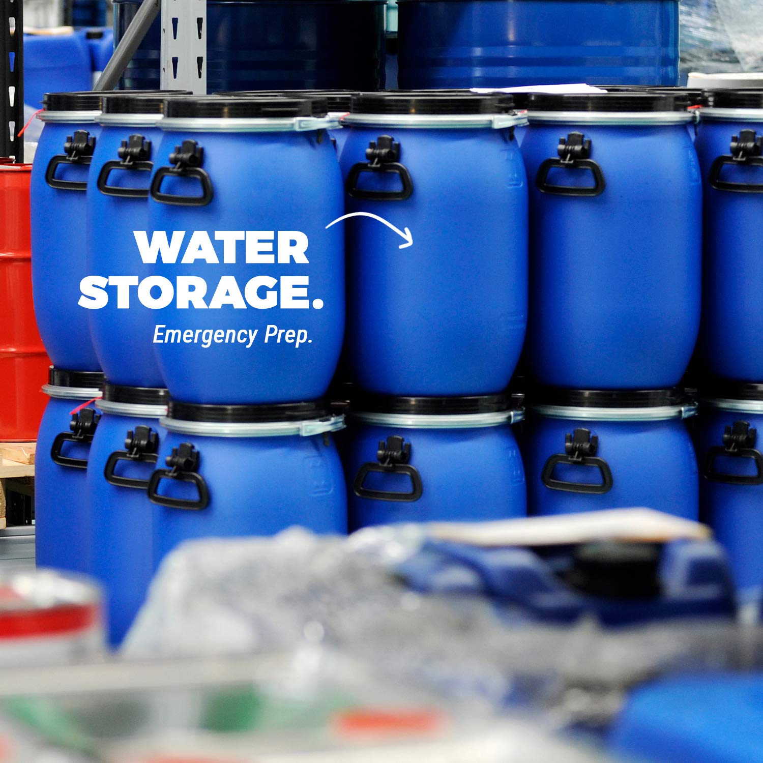 Aquamira shelf-life display showing 5-year shelf life for stored water