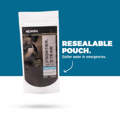 Aquamira Frontier filter straw with compact design, ideal for camping scenarios.