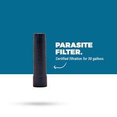 Aquamira Frontier straw in use, delivering steady flow for safe drinking water.