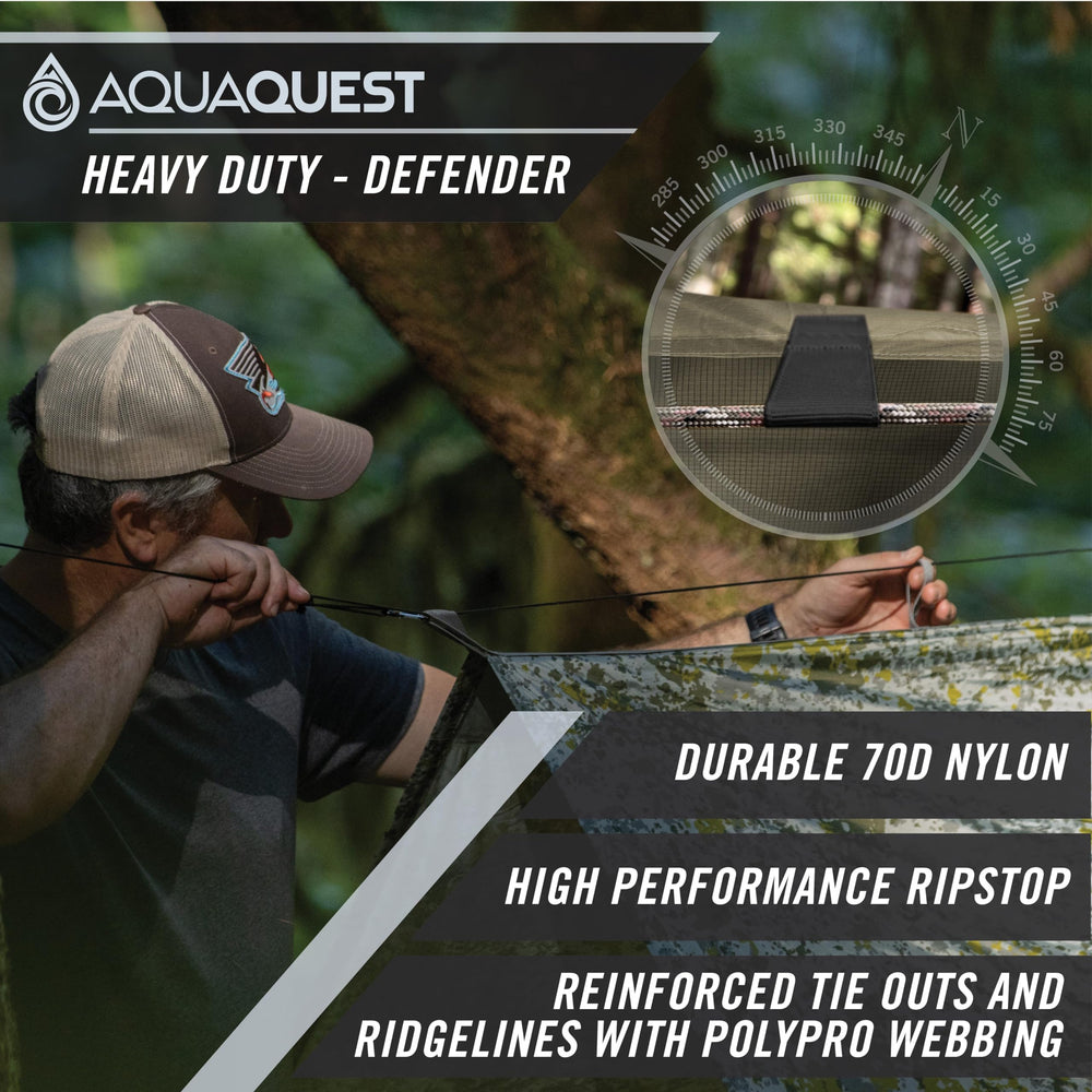 AquaQuest Defender Tarp heavy-duty 70D nylon for rugged outdoor use