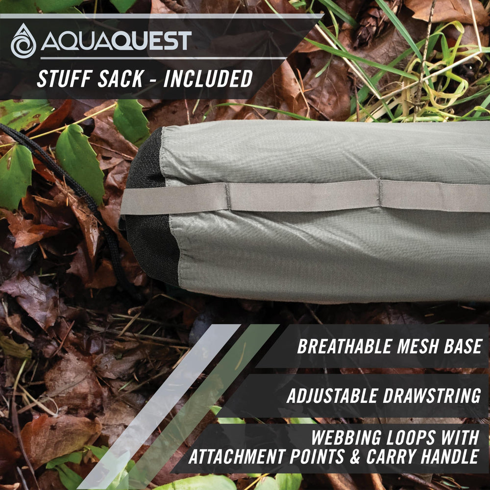 AquaQuest Defender Tarp braced corners maintain stable setups in wind