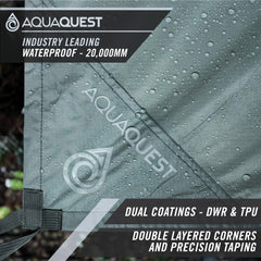 AquaQuest Defender Tarp seam-taped construction ensures durable weather protection