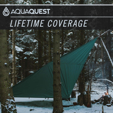 AquaQuest Guide Tarp 21-tie-outs layout enabling wind-stable setups.