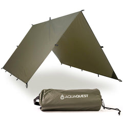 AquaQuest Guide Tarp ultralight close-up shows waterproof coating for rainy trips