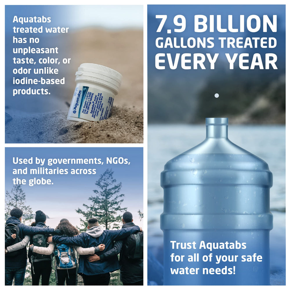 Aquatabs 4-gallon purified water being prepared for outdoor use.